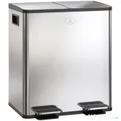 HOMCOM Coș de Gunoi cu 2 Compartimente de 20L cu Închidere Silențioasă, din Oțel Inoxidabil și PP, 45.8x36x51.6 cm 