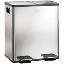HOMCOM Coș de Gunoi cu 2 Compartimente de 20L cu Închidere Silențioasă, din Oțel Inoxidabil și PP, 45.8x36x51.6 cm