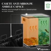 HOMCOM Coș de Gunoi cu 2 Compartimente de 20L cu Închidere Silențioasă, din Oțel Inoxidabil și PP, 45.8x36x51.6 cm 