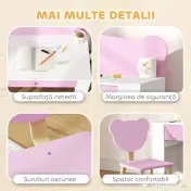 AIYAPLAY Set Birou cu Sertar și Scaun pentru Copii cu Ursuleț 3-8 Ani Roz 