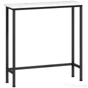 HOMCOM Masă consolă de intrare cu blat cu efect de marmură, din lemn și oțel, 75x24x76 cm, alb și negru
