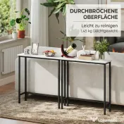 HOMCOM Masă consolă de intrare cu blat cu efect de marmură, din lemn și oțel, 75x24x76 cm, alb și negru