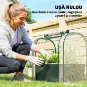 Outsunny Mini Sera de Grădină cu Sac de Plantare, Sera pentru Grădină cu Ușă Rulantă, Structură din Oțel, Acoperire din Plastic, pentru Legume, Flori, Plante, Verde Închis