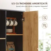 HOMCOM Bufet Modern de Bucătărie cu 2 Sertare, 2 Rafturi și un Dulap, 88x35x160 cm, Lemn și Negru 