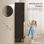 HOMCOM Bufet Modern de Bucătărie cu 2 Sertare, 2 Rafturi și un Dulap, 88x35x160 cm, Lemn și Negru 