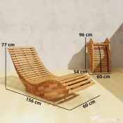 Outsunny Set de 2 Balansoare de Exterior, Șezlonguri Pliabile Ergonomice din Lemn de Acacia, Natural. 