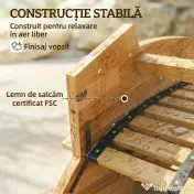 Outsunny Set de 2 Balansoare de Exterior, Șezlonguri Pliabile Ergonomice din Lemn de Acacia, Natural. 