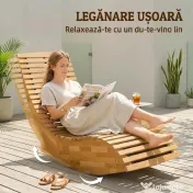 Outsunny Set de 2 Balansoare de Exterior, Șezlonguri Pliabile Ergonomice din Lemn de Acacia, Natural. 