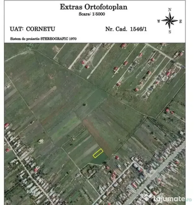 Teren 822 mp Cornetu, Ilfov – extravilan lipit de intravilan, acte la zi