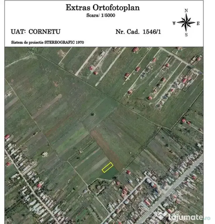 Teren 822 mp Cornetu, Ilfov – extravilan lipit de intravilan, acte la zi