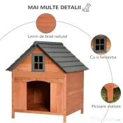 Pawhut Cusca Lemn 81×91×98 cm – Pentru Caini pana la 30 kg