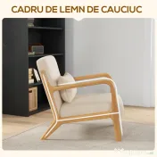 HOMCOM Fotoliu din Catifea cu Structură din Lemn, Tapițerie cu Arcuri în S și Pernă, 61x78x76 cm, Bej
