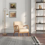 HOMCOM Fotoliu din Catifea cu Structură din Lemn, Tapițerie cu Arcuri în S și Pernă, 61x78x76 cm, Bej