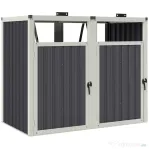 Outsunny Acoperitor pentru Tomberoane de Exterior cu 2 Compartimente, Capac Rabatabil 180°, din Oțel Galvanizat, pentru Grădină sau Patio, 146x81x122 cm, Gri Închis