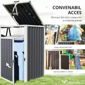 Outsunny Acoperitor pentru Tomberoane de Exterior cu 2 Compartimente, Capac Rabatabil 180°, din Oțel Galvanizat, pentru Grădină sau Patio, 146x81x122 cm, Gri Închis