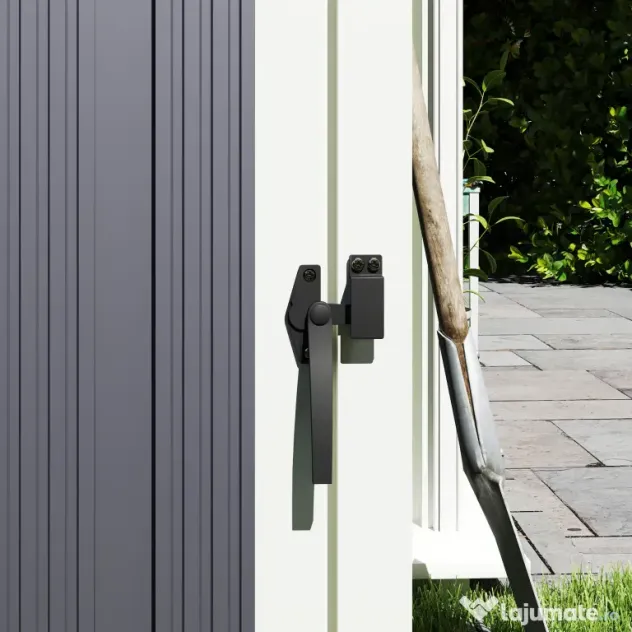 Outsunny Acoperitor pentru Tomberoane de Exterior cu 2 Compartimente, Capac Rabatabil 180°, din Oțel Galvanizat, pentru Grădină sau Patio, 146x81x122 cm, Gri Închis