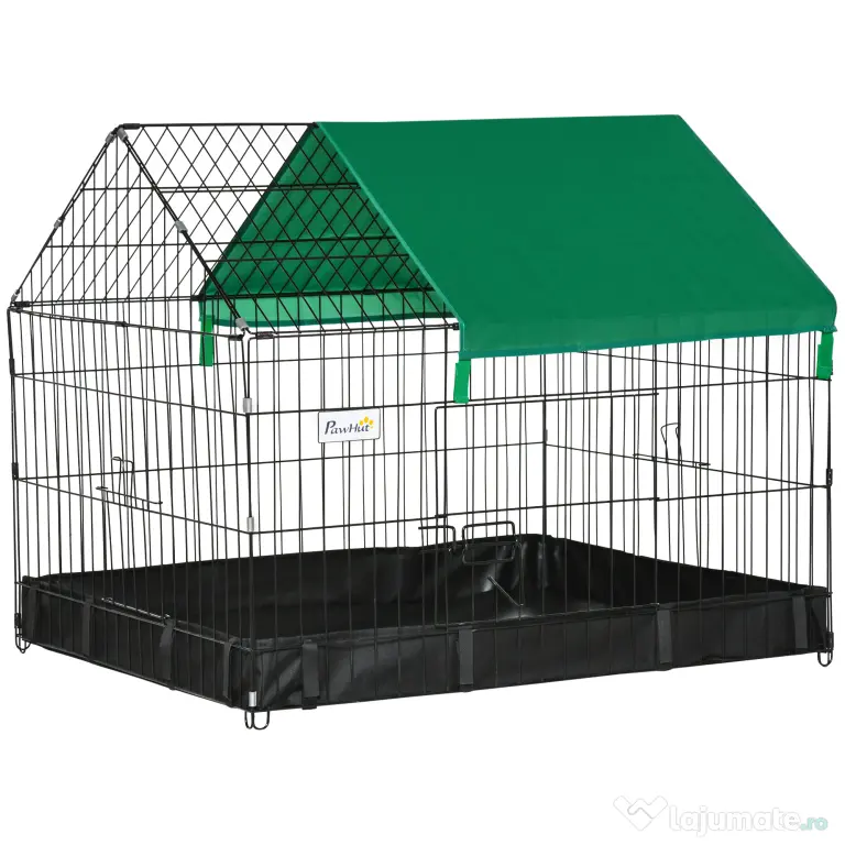 PawHut Cusca pentru Iepuri, Porcelusi de Guinea si Rozatoare, Cusca pentru Animale din Metal si Tesatura Oxford, 90x75x75cm