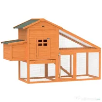 PawHut Cote de Gradina pentru 1-2 Gaini cu Zona pentru Cuibarit, Casuta si Spatiu Deschis, 179x67x115 cm, Portocaliu