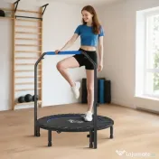 HOMCOM Trambulină Mini Fitness Pliabilă 45", cu Mâner Reglabil din Spumă, Albastru