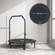 HOMCOM Trambulină Mini Fitness Pliabilă 45", cu Mâner Reglabil din Spumă, Albastru