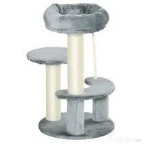 PawHut Ansamblu pentru Pisici cu 3 Niveluri din Plus Sisal Natural Gri Ф40x65cm
