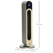 HOMCOM Incalzitor electric oscilant cu 3 moduri de incalzire cu temperatura reglabila si telecomanda, din ABS, Φ25x73,5 cm, argintiu 