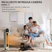 HOMCOM Incalzitor electric oscilant cu 3 moduri de incalzire cu temperatura reglabila si telecomanda, din ABS, Φ25x73,5 cm, argintiu 
