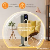 HOMCOM Incalzitor electric oscilant cu 3 moduri de incalzire cu temperatura reglabila si telecomanda, din ABS, Φ25x73,5 cm, argintiu 
