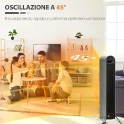 HOMCOM Incalzitor electric oscilant cu 3 moduri de incalzire cu temperatura reglabila si telecomanda, din ABS, Φ25x73,5 cm, argintiu 