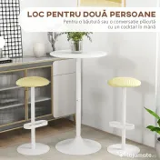 HOMCOM, Masă de Bar, Cu Blat Rotund și Bază, MDF, Oțel, 60 x 60 x 102 cm, Alb 