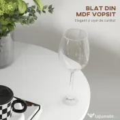 HOMCOM, Masă de Bar, Cu Blat Rotund și Bază, MDF, Oțel, 60 x 60 x 102 cm, Alb 