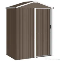 Outsunny Căsuță de Grădină din Oțel 1,1m² cu Ușă Culisantă Blocabilă, 136x87x179 cm, Maro