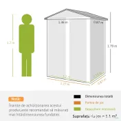 Outsunny Căsuță de Grădină din Oțel 1,1m² cu Ușă Culisantă Blocabilă, 136x87x179 cm, Maro