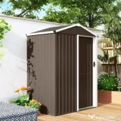 Outsunny Căsuță de Grădină din Oțel 1,1m² cu Ușă Culisantă Blocabilă, 136x87x179 cm, Maro