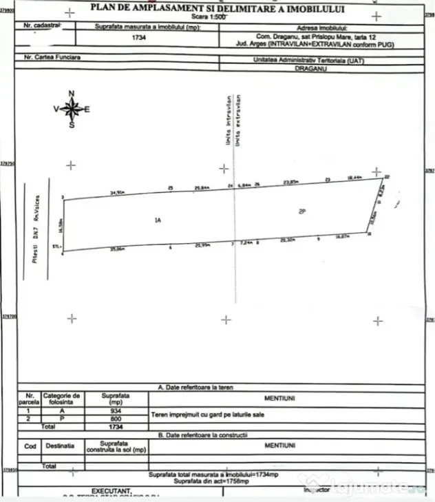 Teren 1.734 MP acces direct DN7, DRĂGANU ARGEȘ