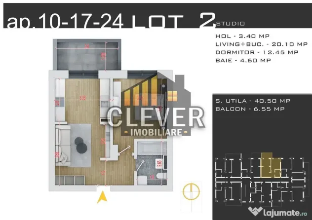 Studio 2 cam metrou Teclu, Pallady, promo parcare-0% Comi...
