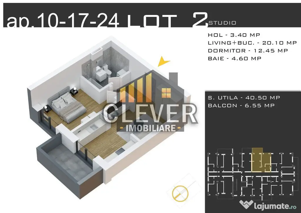 Studio 2 cam metrou Teclu, Pallady, promo parcare-0% Comi...
