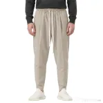 Pantaloni Lungi Ușor Slim Bărbați Camel cu Șnur Lung și Buzunar la Spate