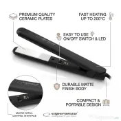 Placa de indreptat parul, Placi ceramice mobile 200°C, 26 cm,Ceramica, Negru 