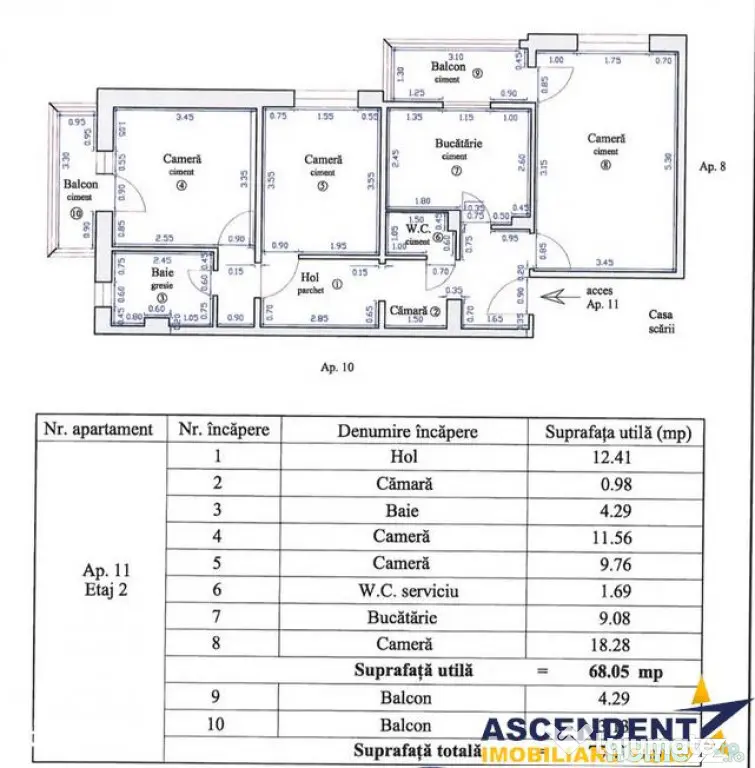 Apartament 3 camere, suprafata extinsa, decomandat, zona ver
