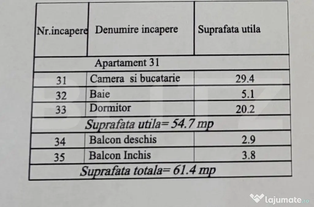 Apartament 2 camere, 61.4 mp, zona Damila