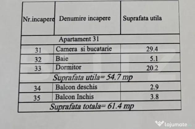 Apartament 2 camere, 61.4 mp, zona Damila