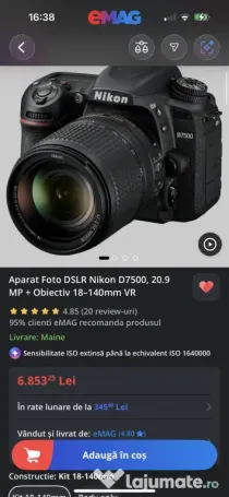 Nikon D7500 desigilat cu garantie eMag încă 17+ luni