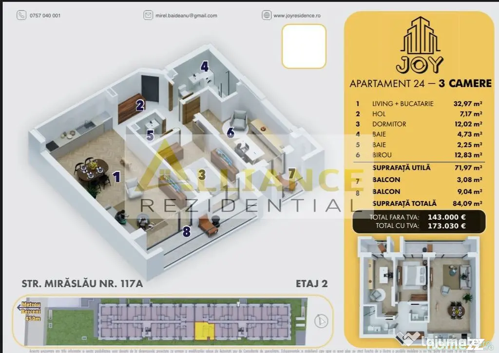 5 Min-Metrou Berceni-3 Camere-Complex Nou