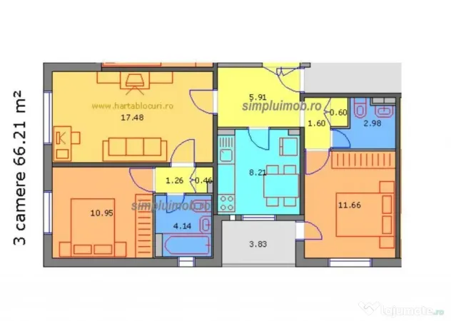 3 camere 3 din 8 Metrou Piata Sudului Sector 4 Bagdasar