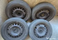 Set 4 jante otel + anvelope iarna 205/55/R16 91H/94H Bridgestone / UNIROYAL