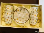 Set 6 cești cu farfurioare Wellberg – floral, auriu, nou