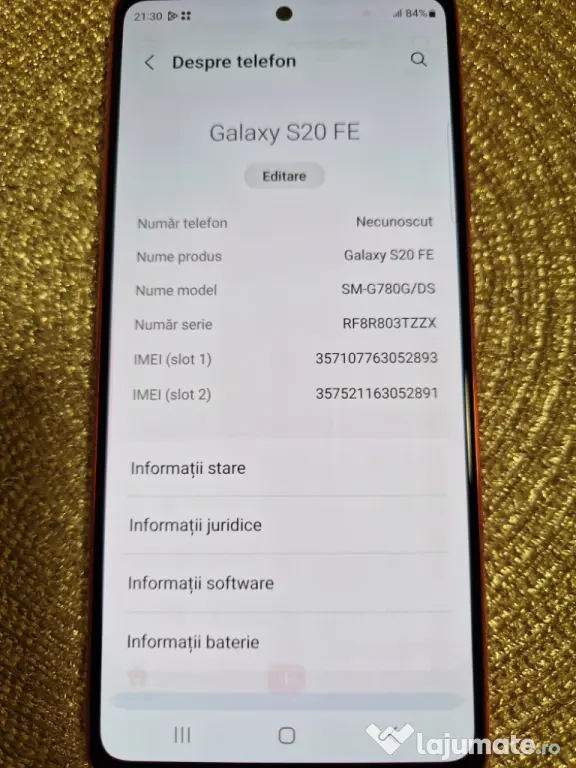 vand Samsung S20 FE