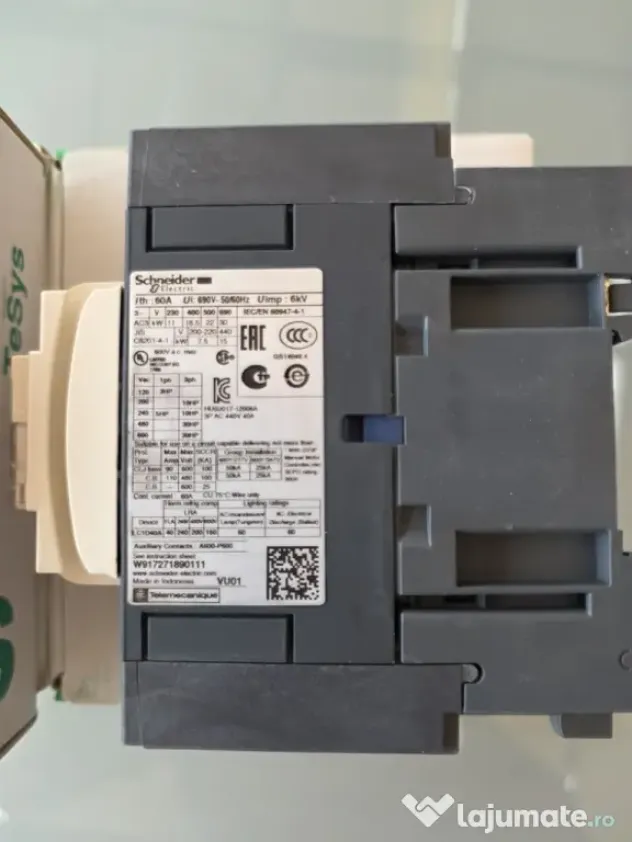 Contactor, 40A,1NC+1NO, Schneider, LC1D40AB7