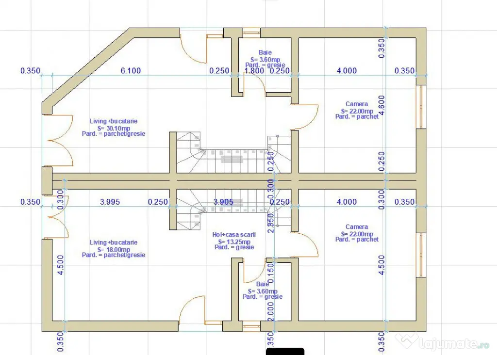 Duplex in constructie, 4camere 3 bai, 200mp teren, Teilor, F - Floresti (Cluj)